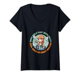 Womens Ghost Hunting Girl Cartoon Design with Whimsical Vibes V-Neck T-Shirt