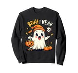 Funny Halloween Ghost Bruh I Mean Boo Skull Pumpkin Candy Sweatshirt