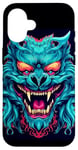 Coque pour iPhone 16 Dragon chinois bleu