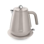 De'Longhi Eclettica BPA Free Metal Kettle KBY3001.BG, Customisable Design Rapid Boil Electric Kettle, 1.7L Large Capacity, Anti Scale Filter, Swivel Base, Cord Storage, Stainless Steel, 3000W, Beige