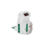 Fanton 87317 Adaptateur triple de petite fiche 10A vers 2 prises bypass 16A - 1 prise bypass Schuko avec interrupteur