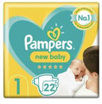 22 x Pampers New Baby, Size 1 - Carry Pack - With Protection For Sensitive Skin