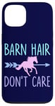 Coque pour iPhone 13 Équitation Barn Hair Don't Care Funny Equestrian Rider