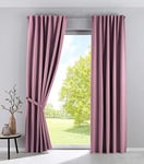 Gardinenbox Set of 2 Blackout Curtains Palermo Dark Matte Opaque Opaque Concealed Loops Ruffle Tape Tiebacks Fleece Back, 100002652-2, 100% Polyester, Pink, H x W 250 x 140 cm