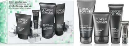 Clinique Clinique_Set Great Skin For Him Face Wash Oily Skin Formula Mydło Do Mycia Twarzy Dla Skóry Mieszanej Lub Tłustej 200Ml + Face Scrub Peeling Do Twarzy 100Ml + Oil-Free Moisturizer Beztłuszczowy Krem Nawilżający 100Ml + Anti-Age Eye Cream Pr