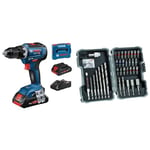 Bosch Professional 18V System Perceuse-visseuse sans fil GSR 18V-55 (2 batteries ProCORE18V 4.0Ah, chargeur rapide GAL 18V-40) + 35 pièces Coffret de Forets á HSS et d'embouts de vissage Extra Hard