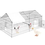 VEVOR Poulailler 220x106x104 cm Volière Enclos Extérieur avec Bâche Étanche Résistant au Soleil pour Jardin Ferme Cage de Parc Métallique pour Petits Animaux Domestiques Canards Poules Oiseaux Lapins