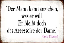 Schatzmix Plaque décorative en tôle Motif Homme de la Dame-Coco Chanel 20 x 30 cm