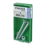 Box M 2 Units Metric Cab Hex Screw + Cinc M Nut 8 x 70 mm FADIX