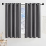 KGORGE Rideau Occultant - Rideau Thermiques Isolant Anti Froid et UV, Lot de 2 Rideaux Opaque Draperies Intérieurs Decoration pour Maison Chambre Fenetre avec Œillets, 140x145 cm, Gris