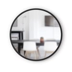 Umbra Hub 24” Round Wall Mirror With Rubber Frame, Modern Room Decor for Entryways, Washrooms, Living Rooms and More, Black