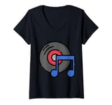 Womens Vinyl Record Player Album V-Neck T-Shirt