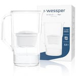 Wessper Carafe Filtrante 3,3 l, avec Compteur LED, Carafe a eau, Cartouche à Charbon actif Réduit le Calcaire et le Chlore, Cartouches Carafe Filtrante, BPA FREE – Blanc