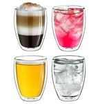 Creano Verres thermiques à double paroi 250 ml DG-Hoch, lot de 4, grands verres à double paroi en verre borosilicaté, tasses à cappuccino, café, thé, verres à latte macchiato