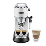 De'Longhi Dedica Style EC685.W, Machine à Café à Pompe en Acier Inoxydable Pour Café Moulu ou Dosettes, Machine à Espresso et Cappuccino, Réservoir de 1,3L, Système Anti-goutte, Blanc