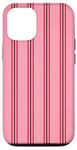 Coque pour iPhone 12/12 Pro Rose Rouge rayé Girly Esthétique Preppy Stripe