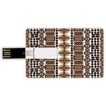 16G USB Flash Drives Credit Card Shape Zambia Memory Stick Bank Card Style Unique Safari Artistic Kenyan Traditional Folk Symbols Culture Retro Print,Light and Dark Brown Waterproof Pen Thumb Lovely J