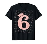 6 Pink Crown 6 Years Old Happy 6th Birthday Girl Kids T-Shirt