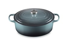 Le Creuset Signature 21178313602430 Enamelled Cast Iron Oval Casserole Dish With Lid, 31 cm, 6.3 Litre, Ocean