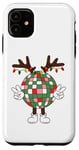 iPhone 11 Christmas disco ball with antlers, peace sign, reindeer Case