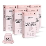 Grind House Blend Coffee Pods – Pack of 60 Coffee Capsules – Nespresso® Original Machine Compatible Pods – Home-Compostable Coffee Pods – Tasting Notes of Milk Chocolate, Almonds, Cacao Nibs