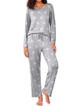 Ekouaer Womens Pyjamas Warm Long Sleeve Pyjamas for Women Sets Pjs Soft Pyjama Set for Ladies Gifts for Her,Gray Pink,L