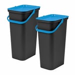 WELL HOME MOBILIARIO & DECORACIÓN Set of 2 Moda Bin 25 L with Handle Blue and Black