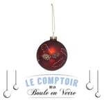 FEERIC Lights and Christmas - Boule DE Noel Verre 90MM Pomme DE PIN Rouge