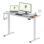 FLEXISPOT Bureau Assis Debout 140x60x(73-122) cm Bureau Réglable en Hauteur Électrique, Panneau de Contrôle à Fonctions Mémoires, Bureau à Télétravail(Cadre Blanc+Plateau Blanc)