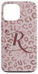 Coque pour iPhone 13 Pro Max Letter R Initial Leopard Rose Pink Cheetah Monogram