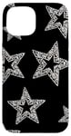 iPhone 15 White Mosaic Star Pattern On Black Y2K Star Case