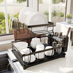 Quality 2  Tier  Dish  Drainer  Rack  with  Drainage  Spout , Detachable  Dish