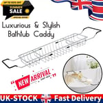 Over Bath Tub Rack Chrome Bath Rack Extendable Caddy Bathroom Bridge Organizer