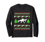 Ugly Christmas Weapons Pistols Machine Gun Shooting Range Long Sleeve T-Shirt