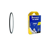 Michelin Lithion 2 Edition 2015, Pneu Vélo de Route, Tringle Souple, Noir/Gris Foncé, 700 x 25C & S75096 Chambre à air Noir 52 mm