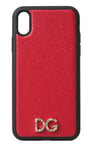 Dolce & Gabbana Téléphone Étui Housse Rouge Cuir Cristal Dg Logo IPHONE XR