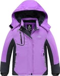 Wantdo Fille Manteau d'hiver Snowboard Outdoor Parka Randonnée Grande Taille Veste de Pluie Imperméable Blouson de Ski Décontracté Coupe-Vent Violet 152-158