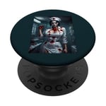 Bombasse d'infirmière maléfique, tueur en série, design Halloween. PopSockets PopGrip Adhésif