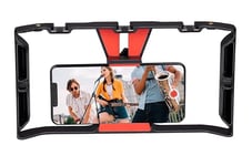 Grundig Support vidéo pour Smartphone - Kit de démarrage Vlog - Connecteurs pour Accessoires vidéo - Prise trépied - Stabilisateur vidéo - Noir/Rouge