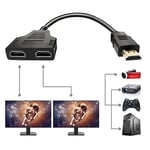 HDMI Splitetr 1 à 2 Sorties, 1080P HDMI Cable 4K@30HZ 2-Way Splitter pour Deux écrans [2 Sorties identiques, Pas de câbles d'extension] pour Xbox/ PS3/ PS4/ DVD/Roku/Blu-Ray/HDTV… (B-043)