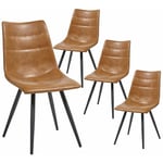 KORA - Lot de 4 Chaises Simili Cuir Marron