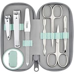 marQus kit manucure pedicure 7 pc. de Solingen - kit manucure professionnelle cuir, 2 coupe ongle, lime a ongles Solingen, pince à épiler, 2 ciseaux, pousse-cuticule - manicure kit complet