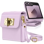 Pochette Bandoulière pour tout Smartphone Flip Design Élégant Violet