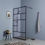 CABINE DE DOUCHE À L'ITALIENNE 110CM VERRE CLAIR CADRE NOIR