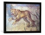 Kunst für Alle 'Encadré Image de AKG Anonymous Pompeji, CASA M.L. Fronto, Lion, d'art dans Le Cadre de Haute qualité Photos Fait Main, 60 x 40 cm, Noir Mat