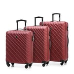 WITTCHEN Valise de Voyage Bagage à Main Valise Cabine Valise Rigide en ABS avec 4 roulettes pivotantes Serrure à Combinaison Poignée télescopique Classic Line Set de 3 Valises Burgund