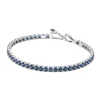 PANDORA Bracelet tennis pour femme en argent bleu scintillant 591469C02, 16 cm, Argent sterling, Cristal