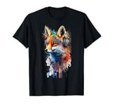 Fox Listening to Music on Headphones Painting Fox T-Shirt