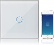 Interrupteur Wifi Connecte Compatible Avec Alexa,Mural Interrupteur Tactile 1 Gang 1 Voies Blanc Panneau En Verre Trempe Tuya/Smart Life App