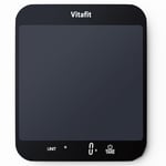 Vitafit 15kg Digital Kitchen Scales, Weighing Professional Since 2001, Food Scales Kitchen in Grams and Ounces, 1g/0.1oz Precise Graduation, Batteries Included, Black